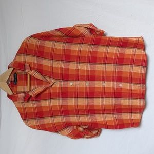 Balance button up plaid shirt orange red fall medium